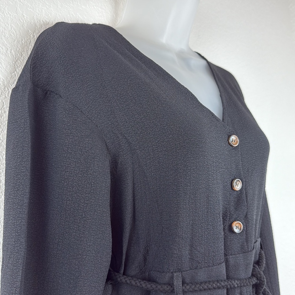 Area Stars Long Sleeve Button Front Belted Jumpsuit Bella Black Size X-Small NWT - Picture 5 of 10